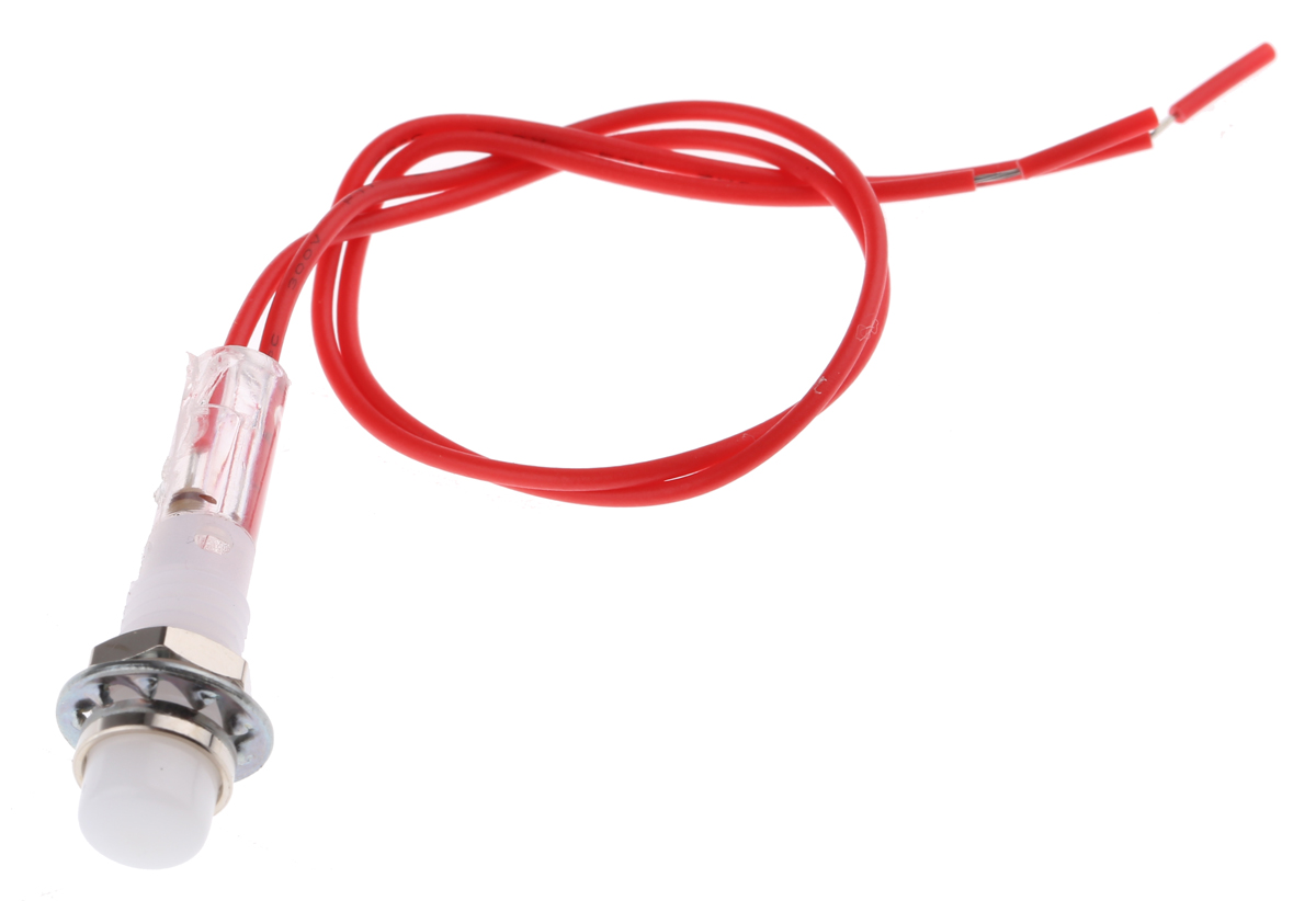 ind515205-240-topl CAMDENBOSS Orange Panel Mount Indicator, 240V, 6.4mm Mounting Hole Size, Lead Wires Termination