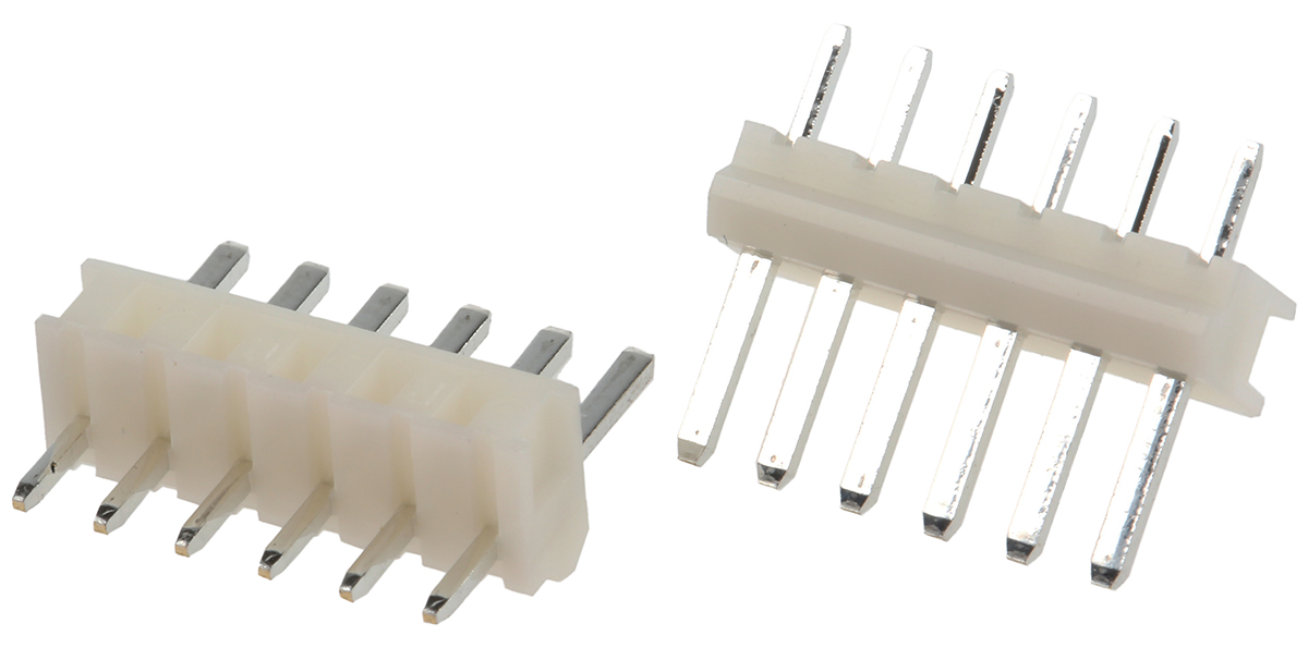 JST NH Series Straight Through Hole Pin Header, 6 Contact(s), 2.5 mm Pitch, 1 Row, Unshrouded