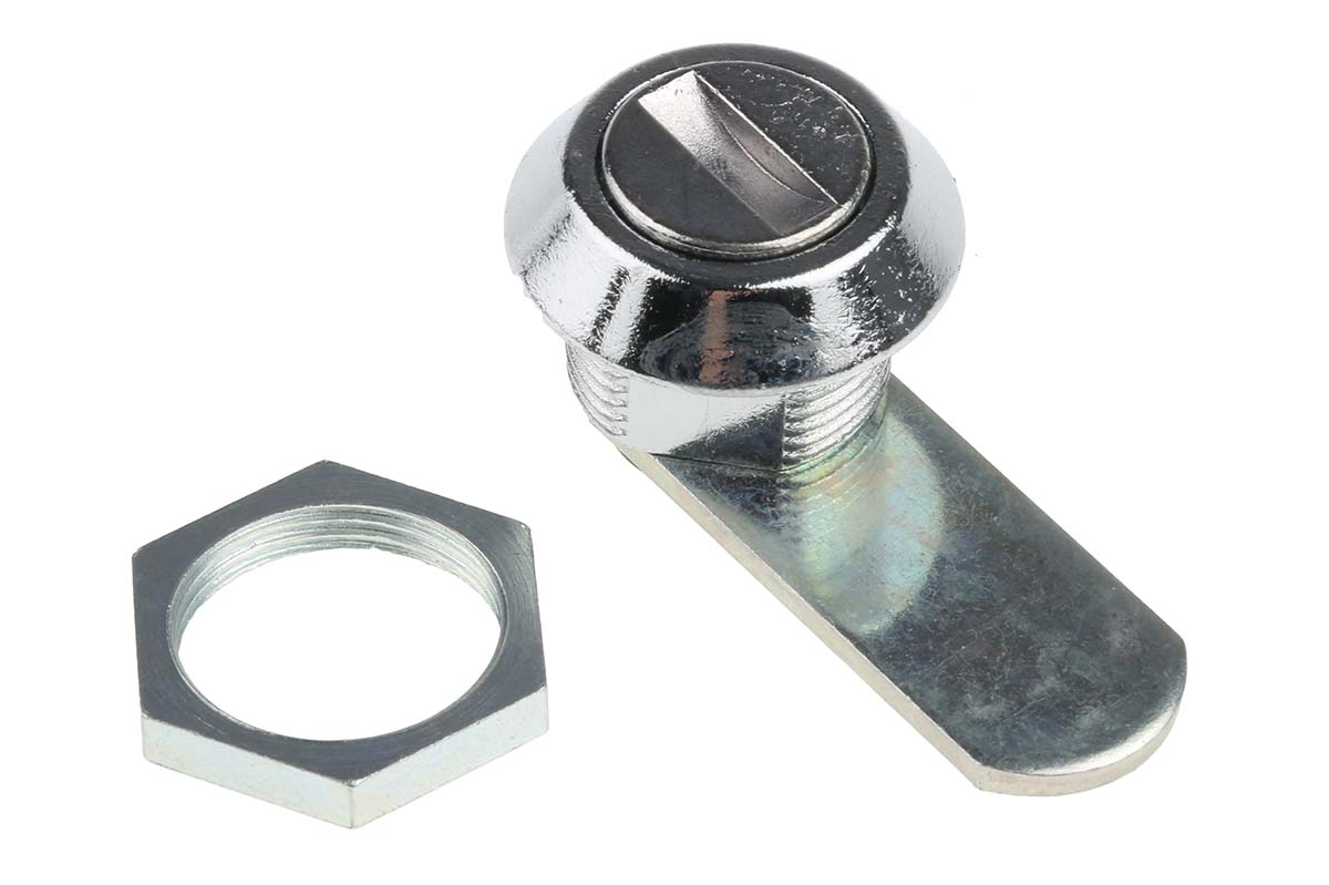 Euro-Locks a Lowe & Fletcher group Company Camlock, 9.5 mm Panel-to-Tongue 16.1 x 13.1 mm, Screwdriver, Coin Unlock