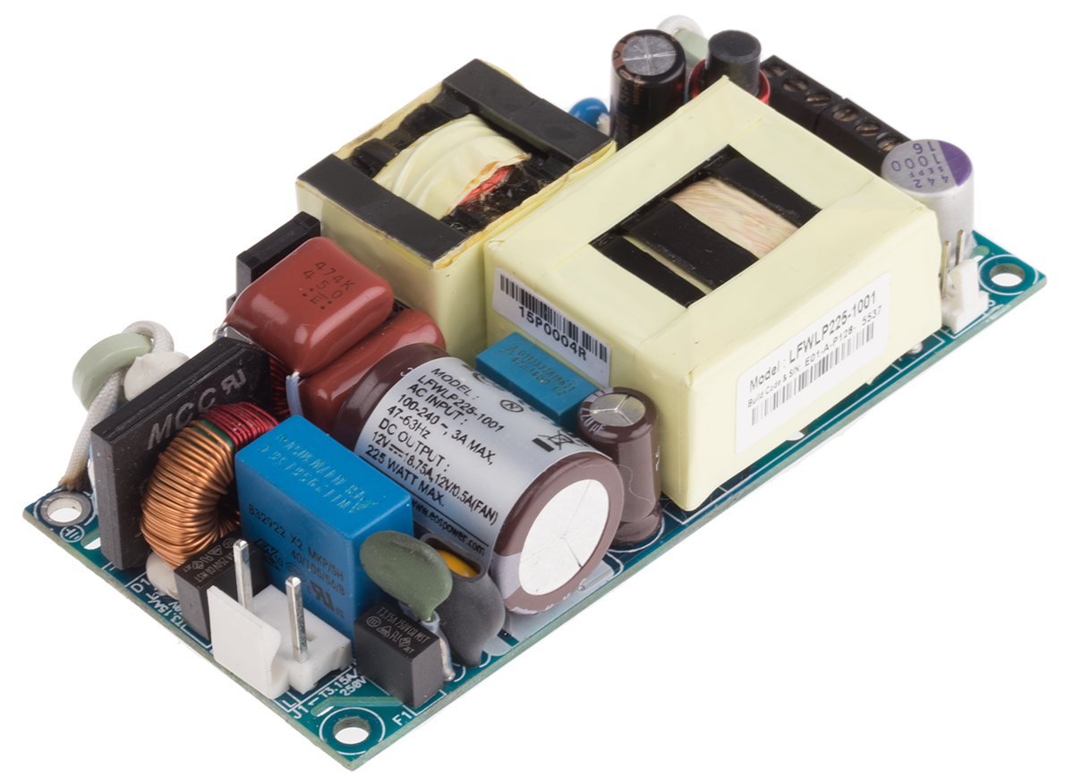 EOS Switching Power Supply, LFWLP225-1001, 12V dc, 18.75A, 225W, 1 Output, 390 V dc, 85 → 264 V ac Input Voltage
