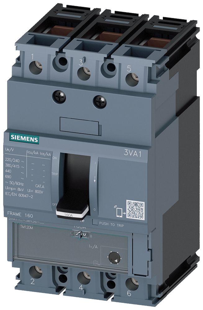 Siemens, SENTRON Circuit breaker 3P 125A, DIN Rail Mount