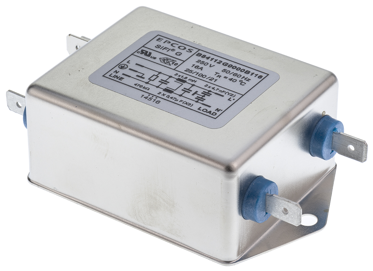 TDK, B84112G 16 A 250V ac/dc 50Hz, 60 Hz, Chassis Mount EMC Filter, Screw 1 Phase