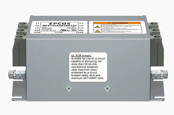 TDK, B84143A*R107 50 A 520V ac 50Hz, 60 Hz, Panel Mount EMC Filter, Screw 3 Phase