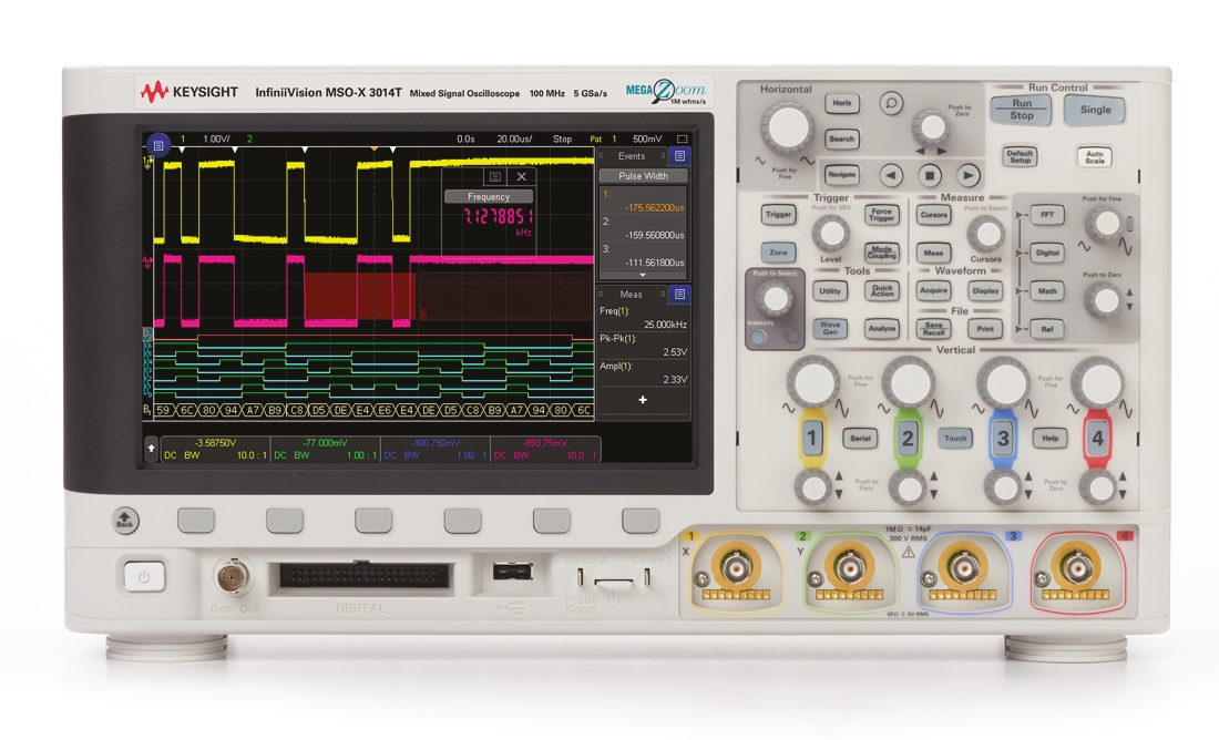 Keysight Technologies MSOX3014A InfiniiVision 3000T X Series, 100MHz Bench Oscilloscope, 4 Analogue Channels, 16