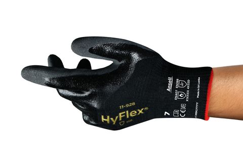 Ansell 11-928 Black Aramid Knit Glove, Size 10, Nitrile Coating