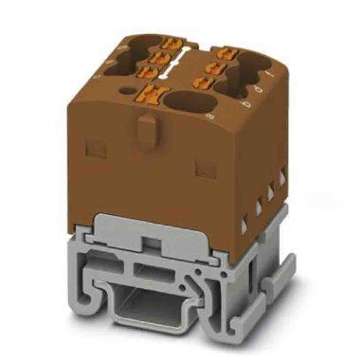 Phoenix Contact Distribution Block, 7 Way, 2.5mm², 17.5A, 500 V, Brown