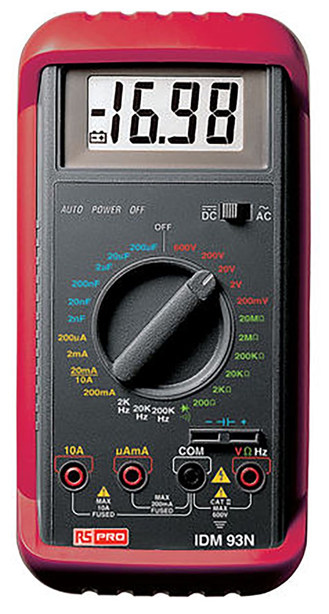 123-1005 RS PRO Handheld Digital Multimeter, 10A ac Max, 10A dc Max, 600V ac Max
