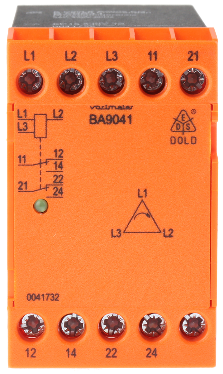 Dold Monitoring Relay, 3 Phase, 0.8 to 1.1 UN Monitor Range, DPDT, DIN Rail