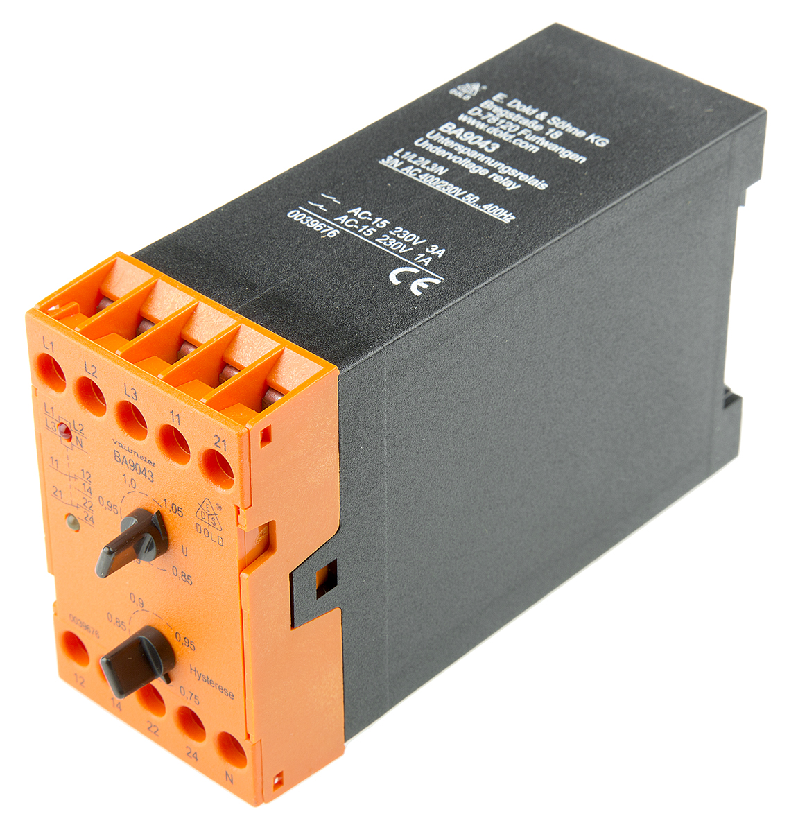 Dold Monitoring Relay, 3 Phase, DPDT, DIN Rail, 230V ac, 400 V ac