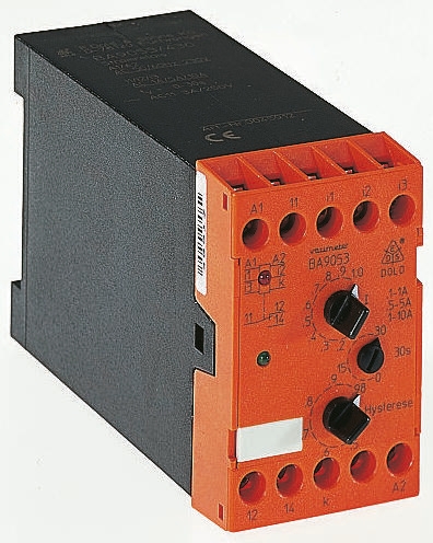 Dold Monitoring Relay, 1 Phase, DPDT, DIN Rail, 0.1A to 10A, 230V ac