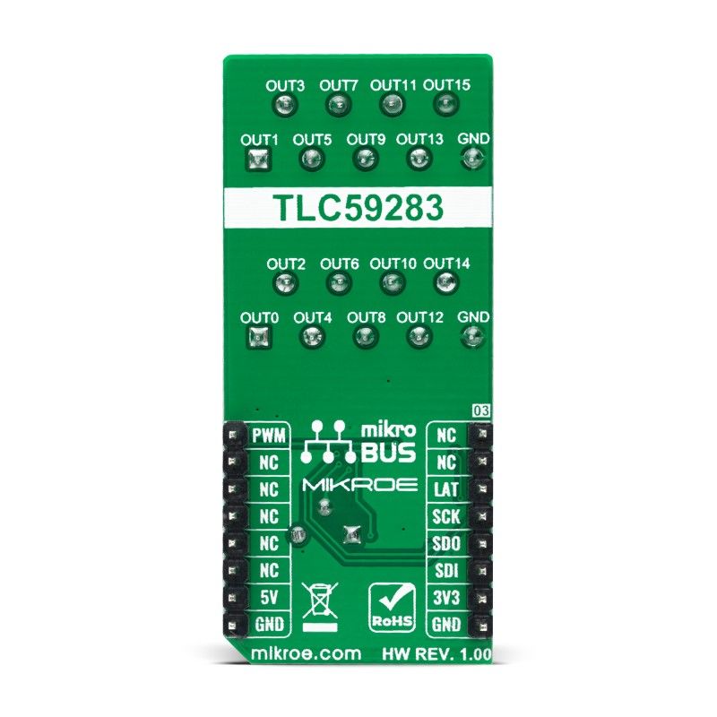 mikroe-4787 MikroElektronika MIKROE-4787, LED Driver 10 Click LED Controller LED Driver for TLC59283 for mikroBUS socket