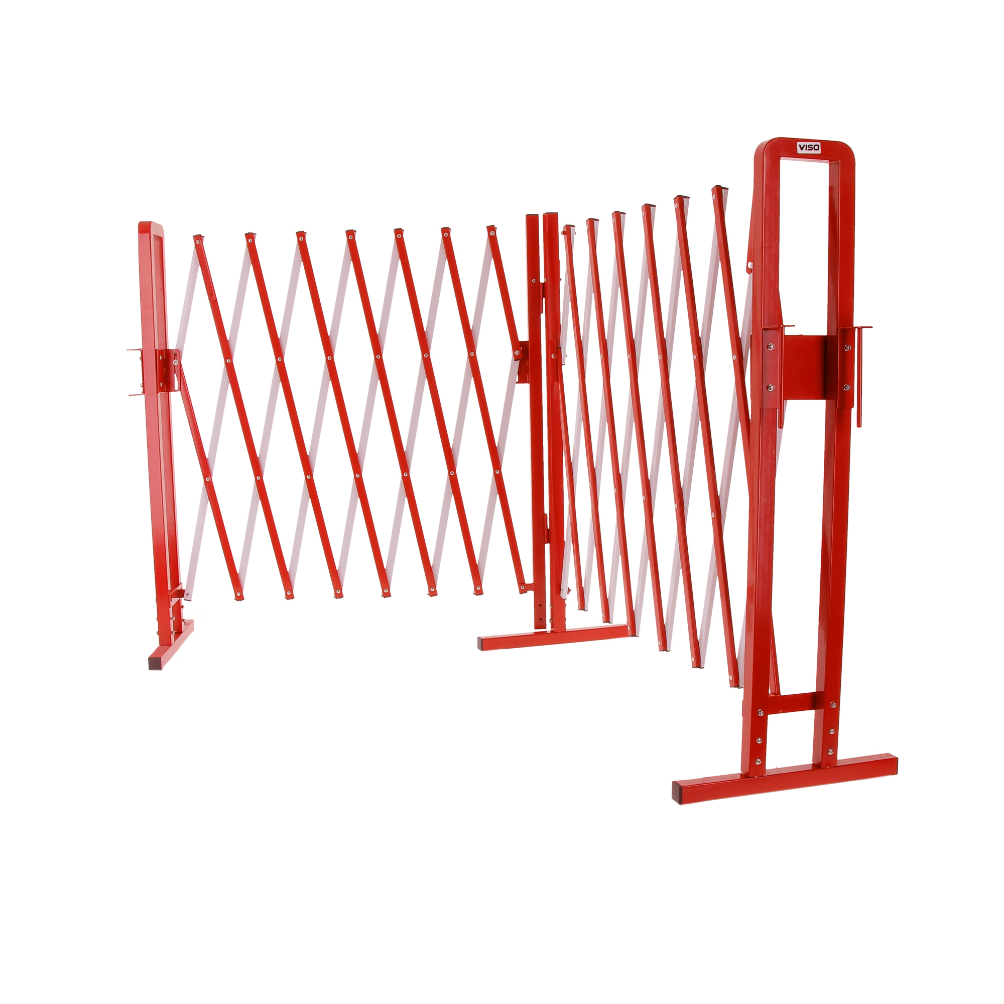 bar4000rb Viso Red, White Safety Barrier, White Tape, Steel, 4 m