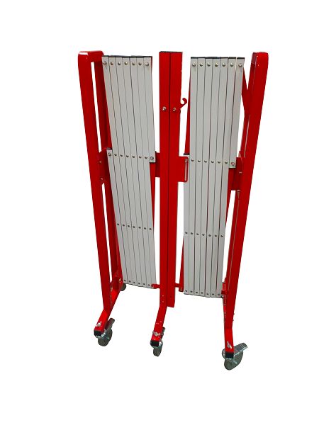 bar4006rb Viso Red, White Safety Barrier, White Tape, Steel, 4 m