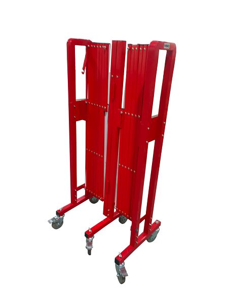 bar4006rb Viso Red, White Safety Barrier, White Tape, Steel, 4 m