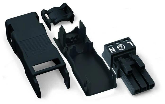 890-103 WAGO 890 Series Cable Winsta Mini Socket Female Cage Clamp, 3-Pole, 16A, 3-Way, IP40