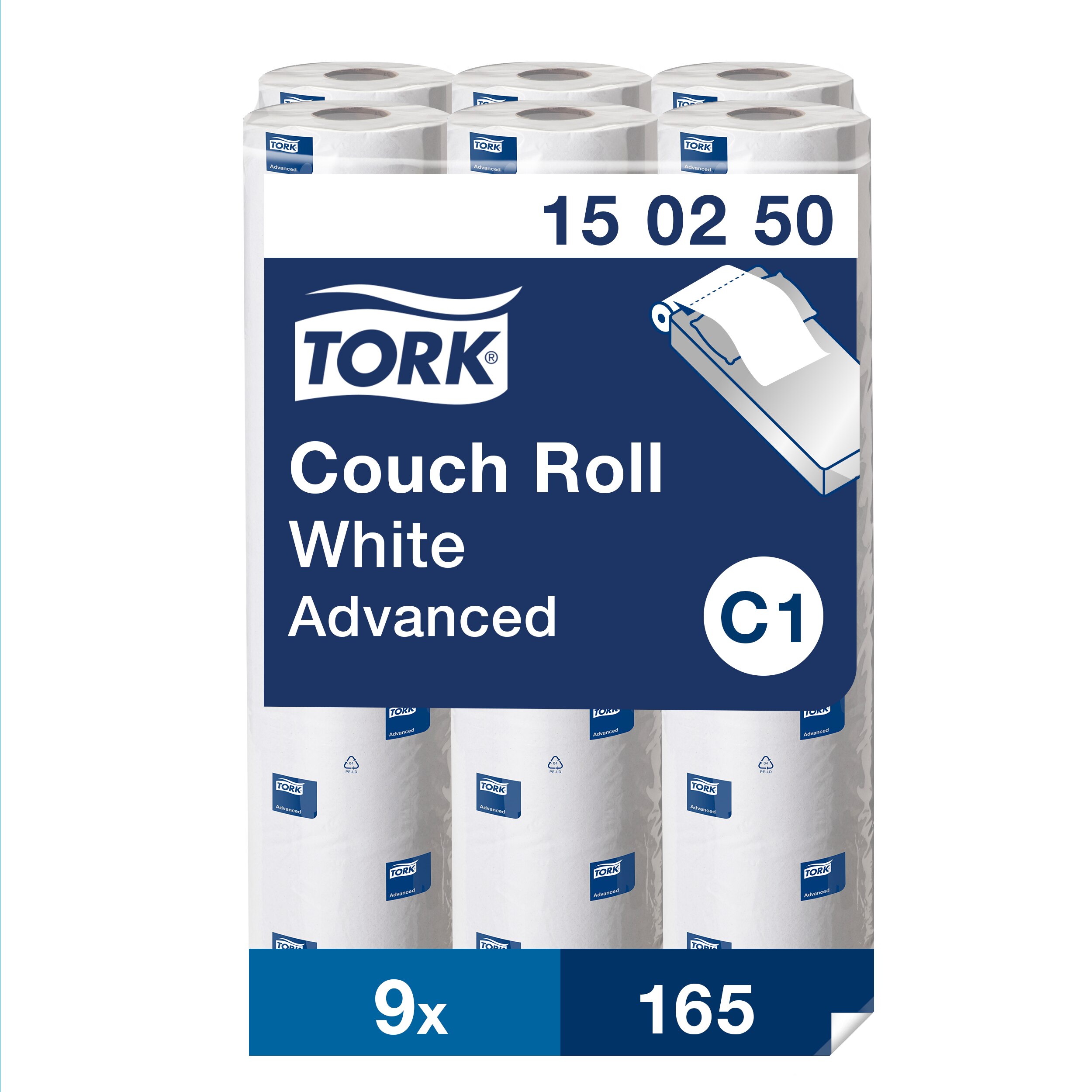 Tork Couch Roll Rolled White Paper Towel, 56.1 m x 480mm, 2-Ply, 165 Sheets