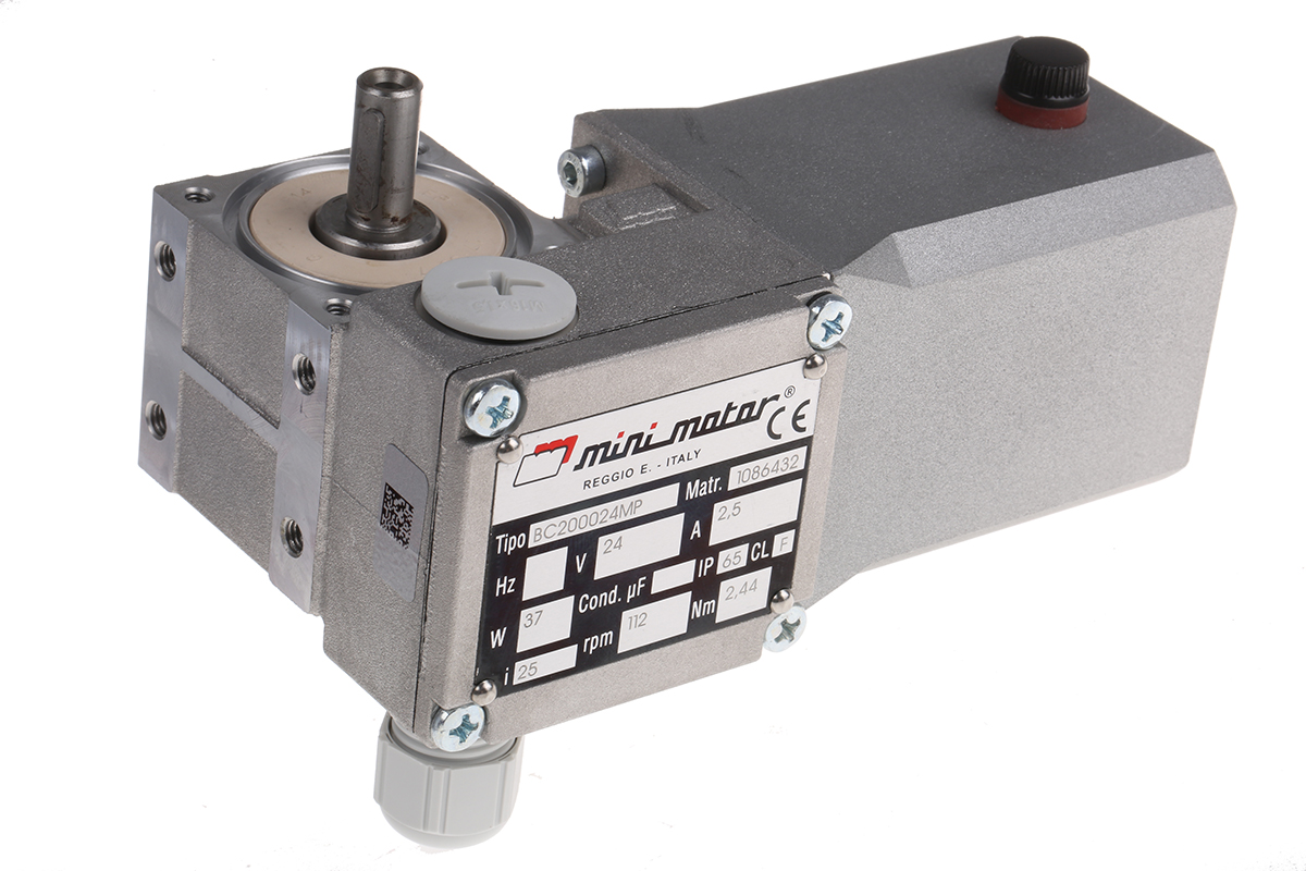 Mini Motor Brushed Geared DC Geared Motor, 37 W, 24V dc, 2.4 Nm, 112rpm, 9 mm Shaft Diameter