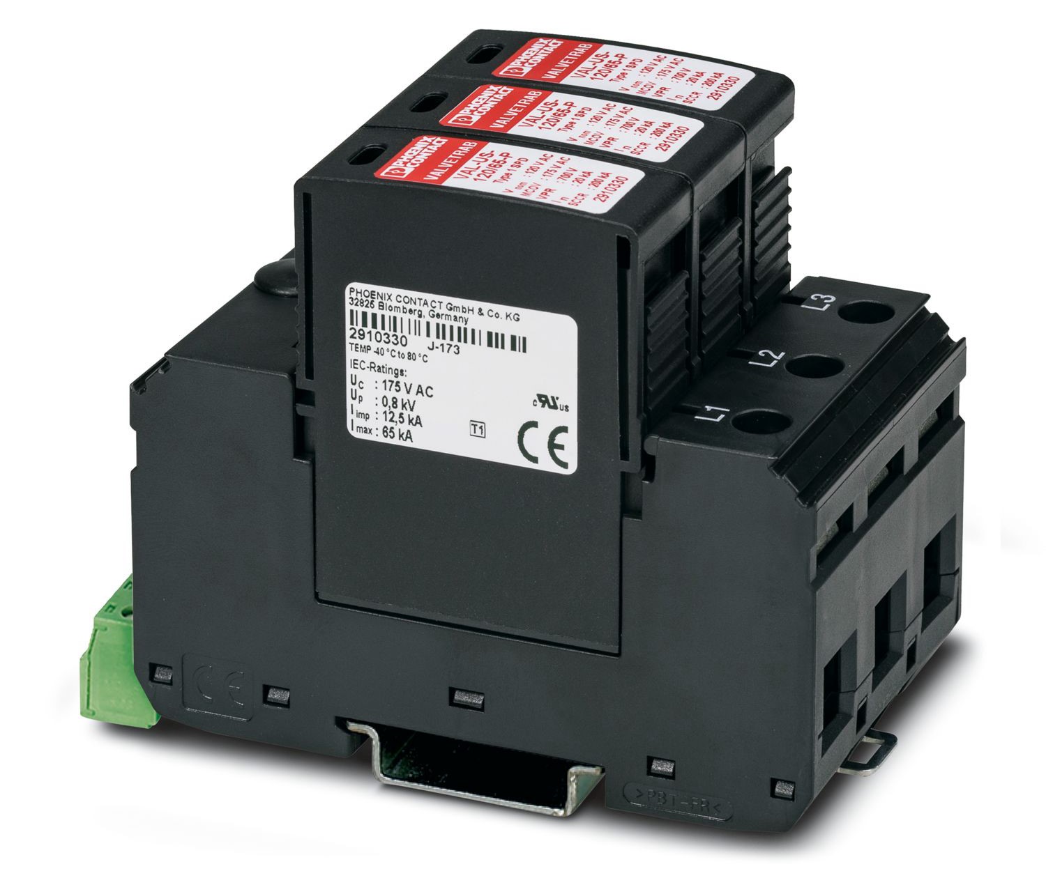 Phoenix Contact, VAL-US-277/80/3+0-FM Surge Protection Device 480 V ac Maximum Voltage Rating 80kA Maximum Surge