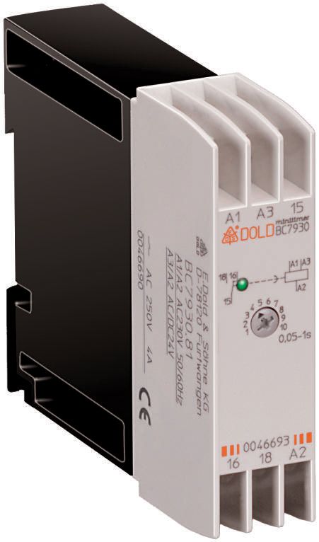Dold BC Series DIN Rail Timer Relay, 1-Contact 24V ac, 0.5 to 20 s, SPDT Switch Configuration