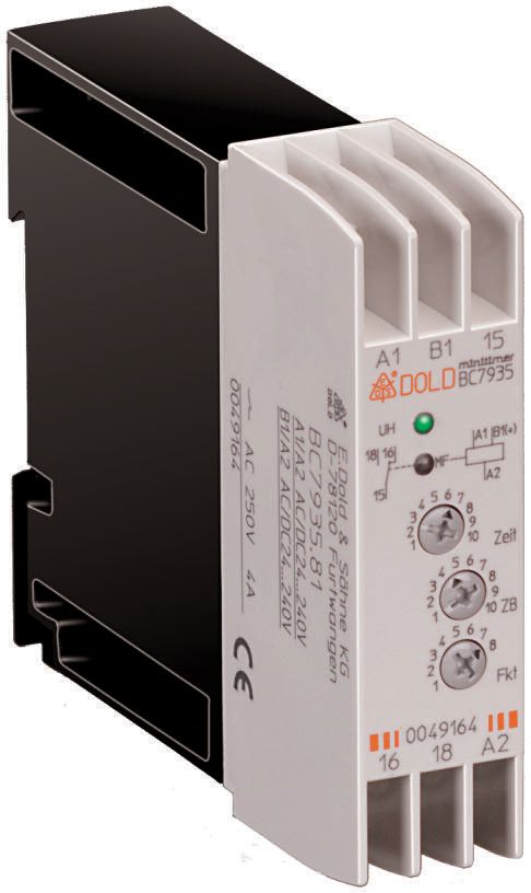 Dold BC Series DIN Rail Timer Relay, 1-Contact 240V ac, 0.05 s to 300 h, SPDT Switch Configuration