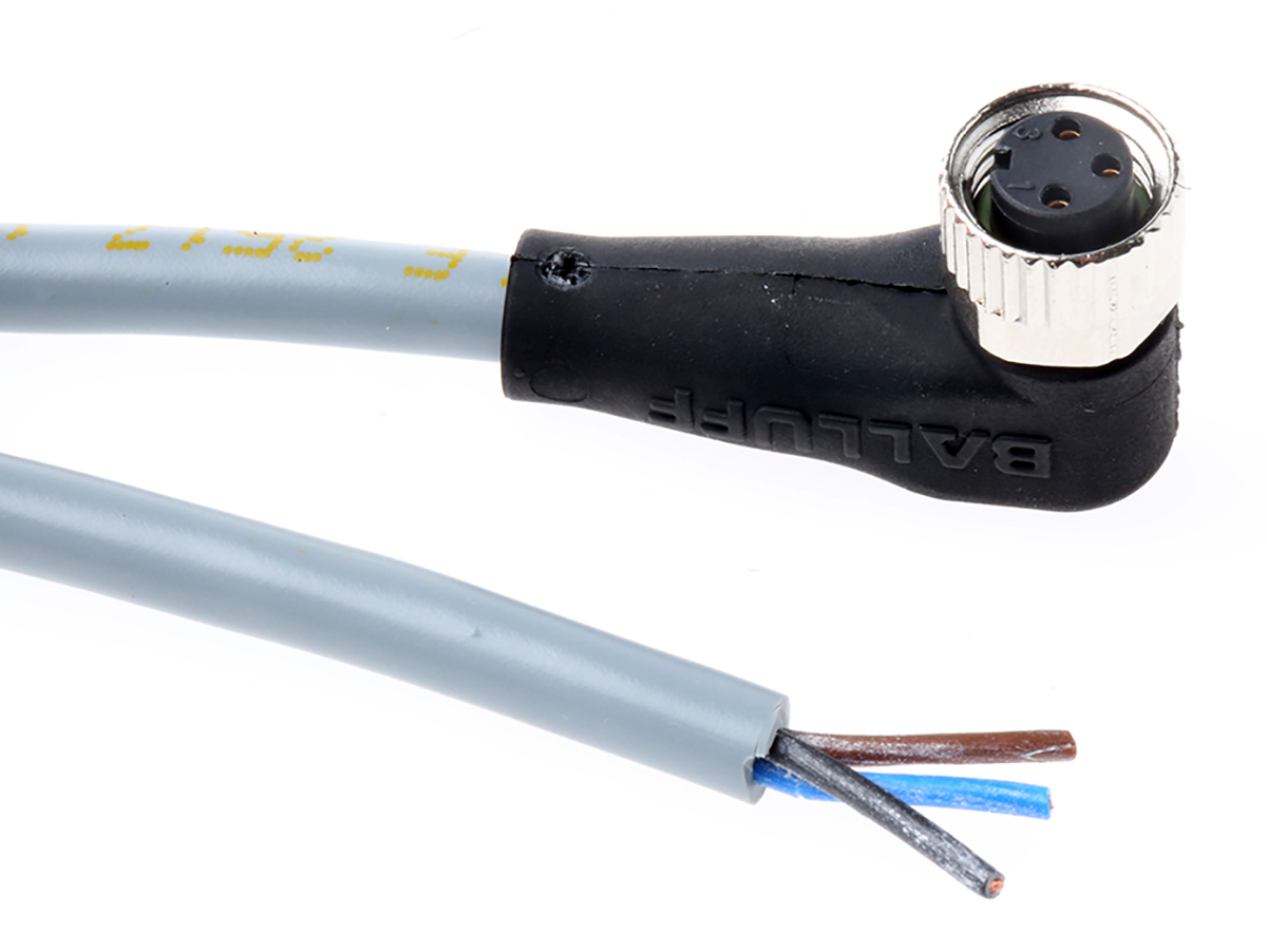 BALLUFF Female 3 way M8, Right Angle to Male 34 way Unterminated Sensor Actuator Cable