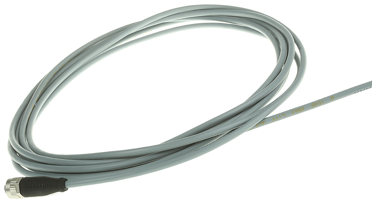 BALLUFF Female 4 way M12, Straight to Unterminated Sensor Actuator Cable, 5 m