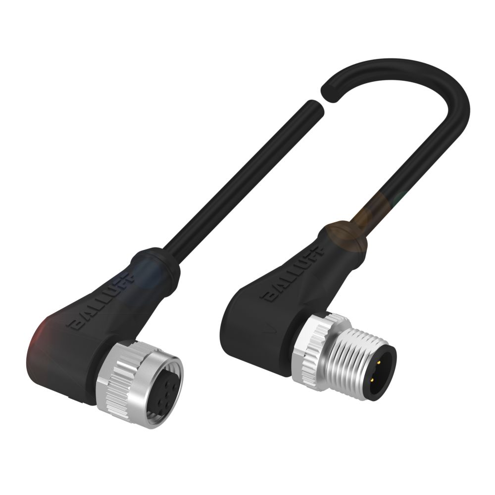 BALLUFF Female 4 way Right Angle to Male 4 way M12 Sensor Actuator Cable, 600 mm