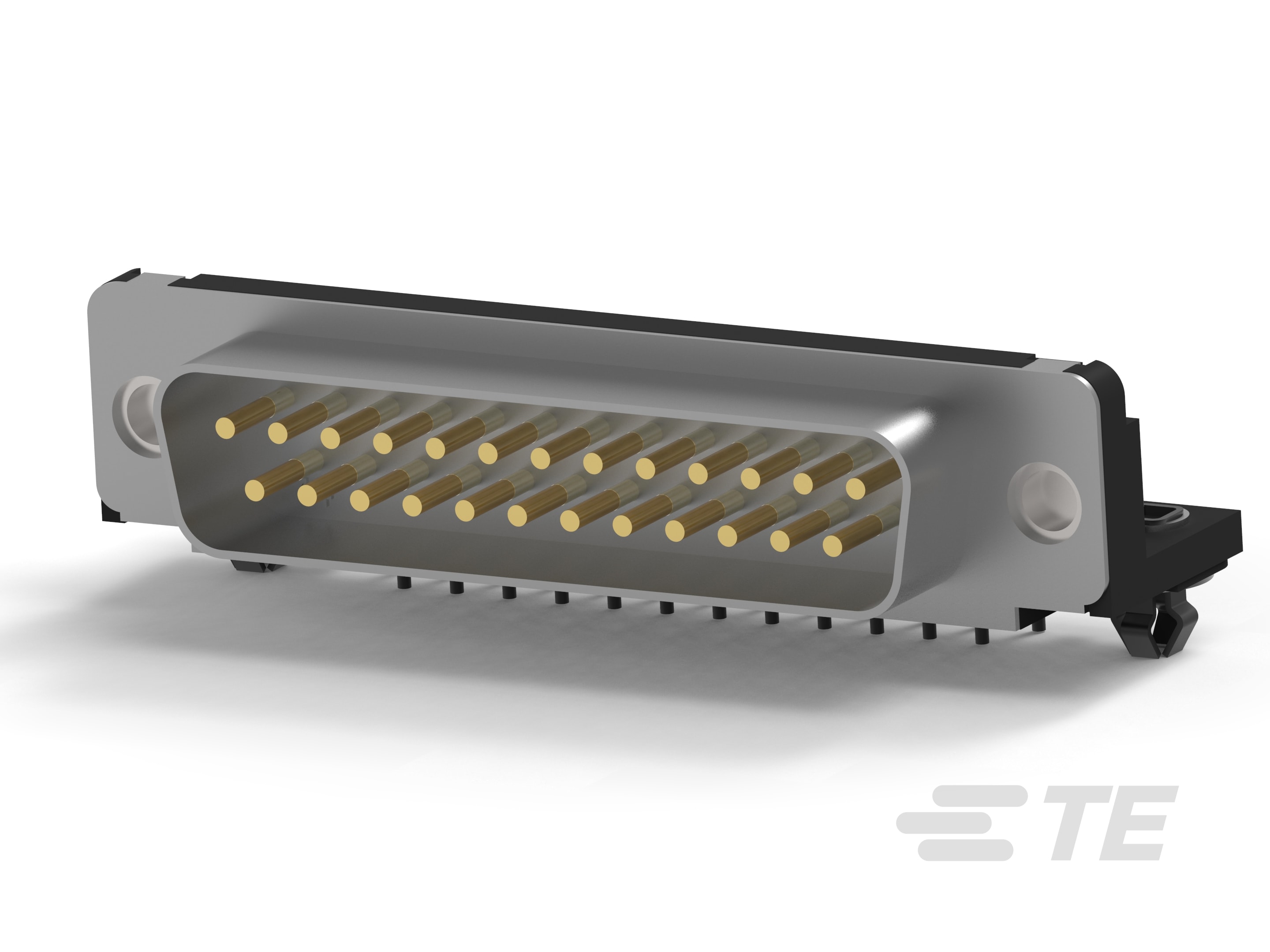 TE Connectivity 57887 25 Way Right Angle Board Mount D-sub Connector Plug, 2.28mm Pitch, with Boardlock, Threaded