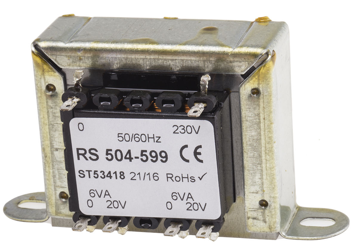 RS PRO 12VA 2 Output Chassis Mounting Transformer, 20V ac, IEC 61558-2-6