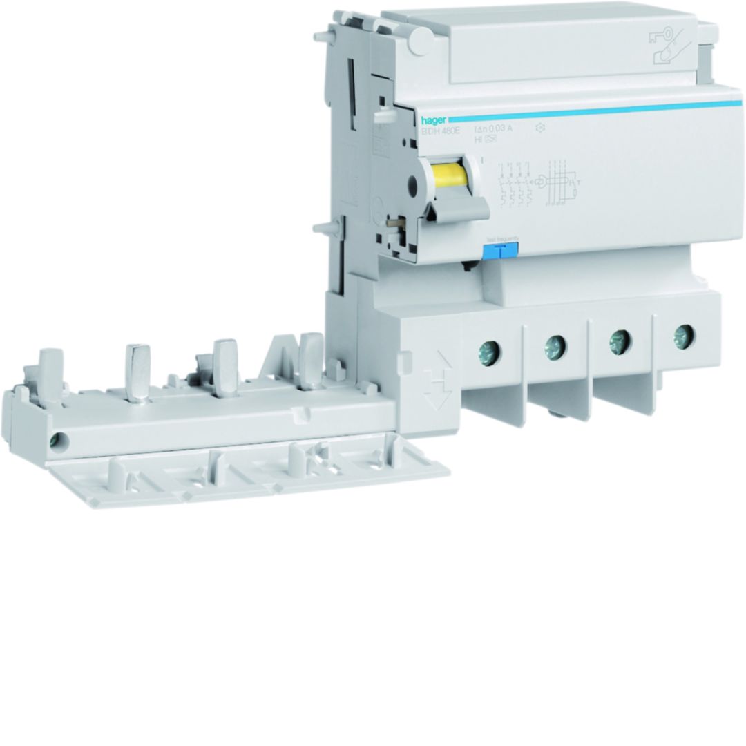Hager BDH Series Residual Current Device, 125A, 4-Pole, 30 mA, 125 A