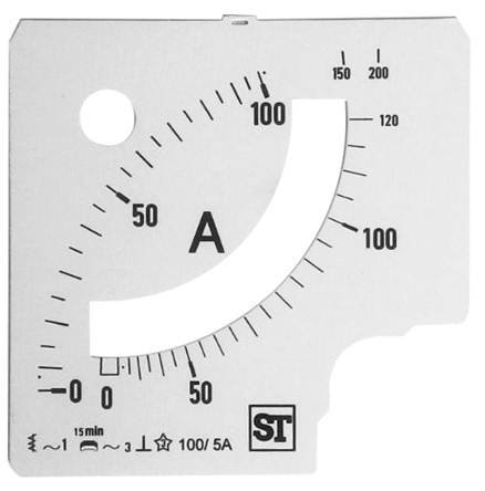 Sifam Tinsley Meter Scale For Use With  96 x 96 Analogue Panel Ammeter