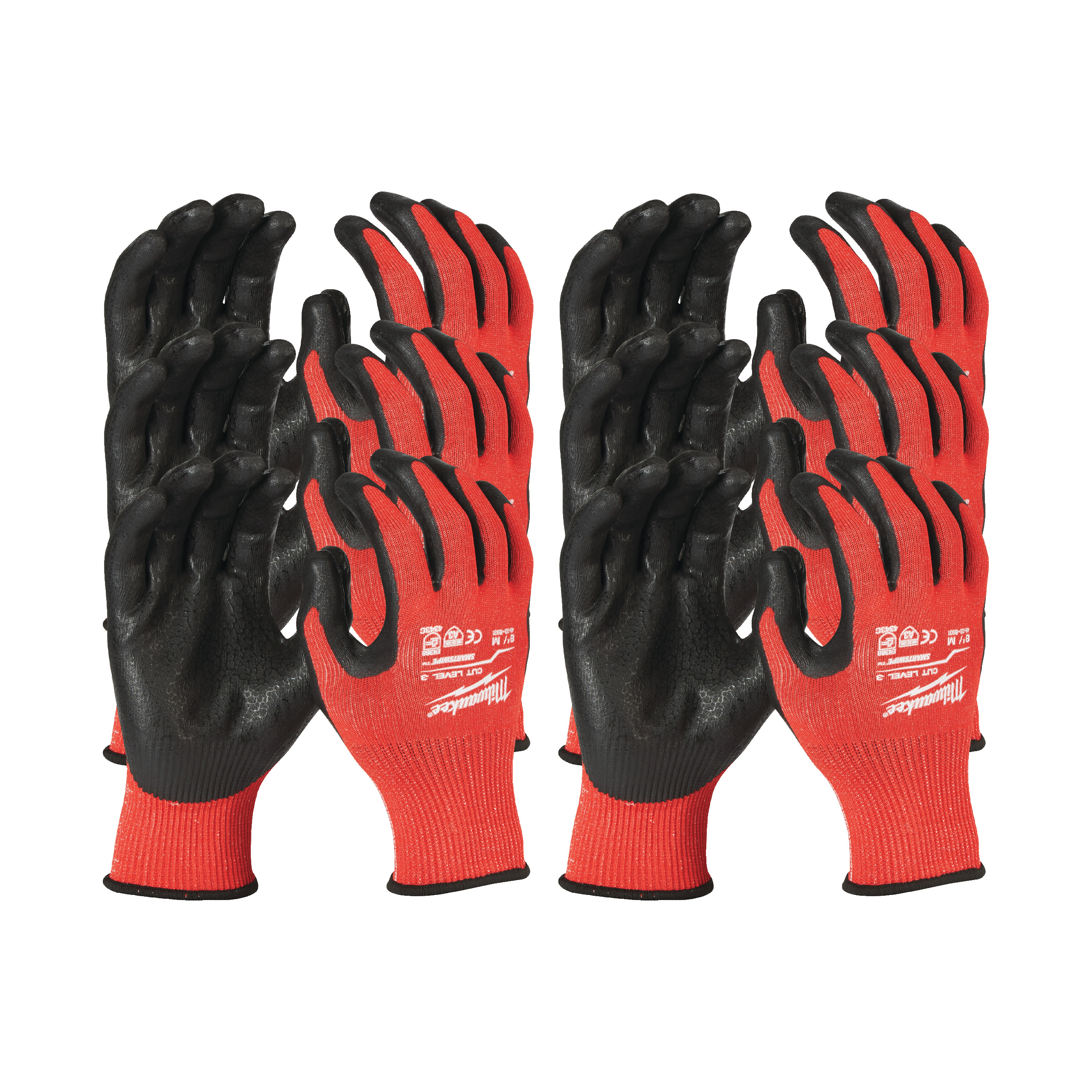 Milwaukee CUT C Black, Red Nitrile Nitrile Work Gloves, Size L, Nitrile Coating