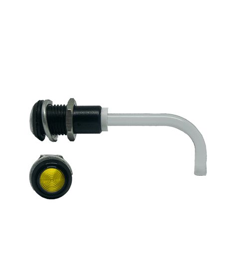 RHD-0900-3500-F9PZY67PR Bivar, Panel Mount Right Angle LED Light Pipe, Yellow Round Lens