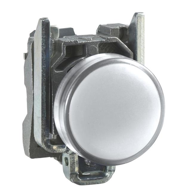 xb4bvg1 Schneider Electric Harmony XB4 White LED Pilot Light, 22mm Cutout, IP66, IP67, IP69, IP69K, 120 V ac, 3 A ac, 270 mA dc