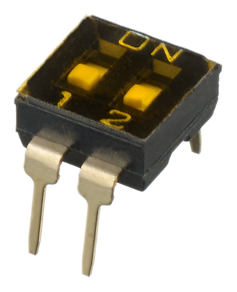 Apem 2 Way Through Hole DIP Switch SPST, Recessed Actuator Slide Actuator
