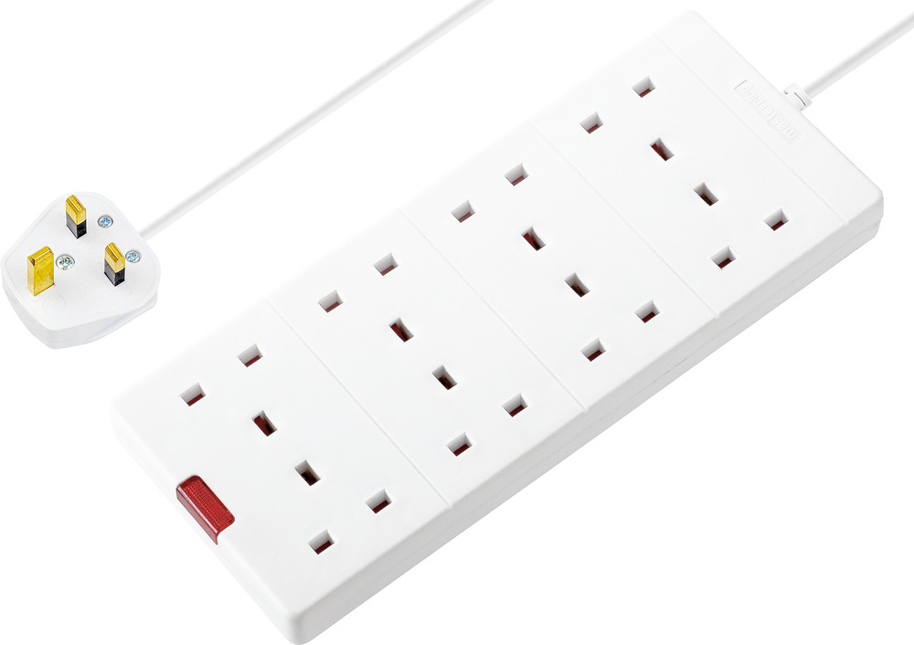 BG Electrical 2 m 8 Socket Shuttered Socket Extension Lead Extension Lead, 240V, IP20