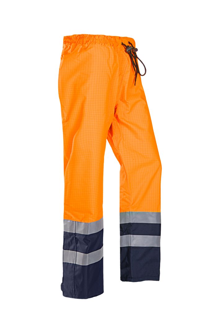 Sioen Flensburg Navy, Orange Hi Vis Trouser Flame Retardant, Anti-Static 3XL 3XL Leg Length 31in