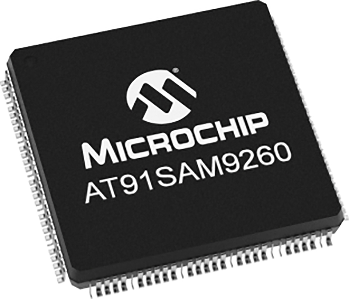 Microchip, 32 bit ARM, SAM9260 Microcontroller, 180 MHz, 8kB FLASH, 208-Pin PQFP