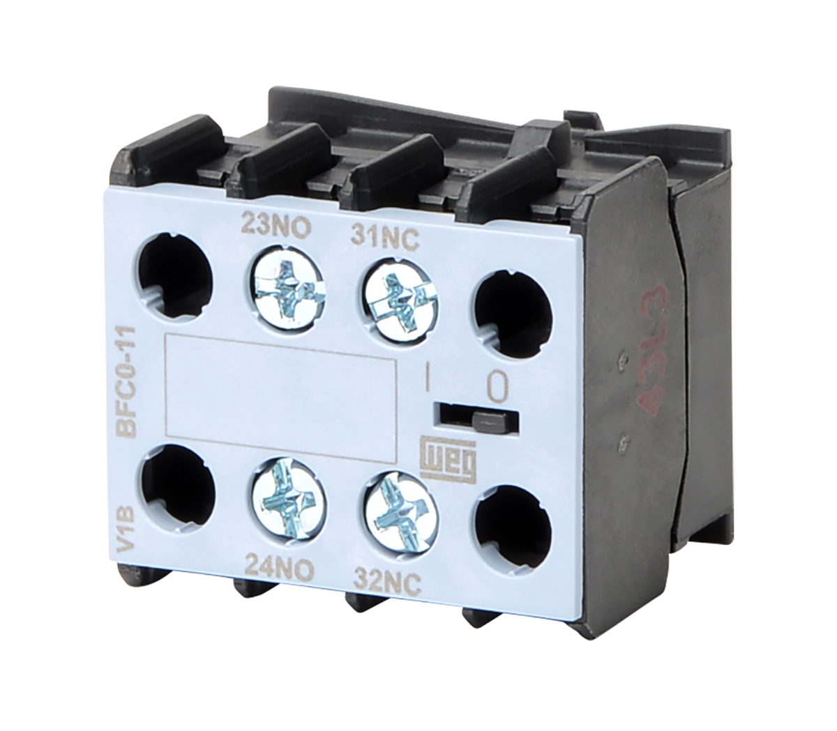 WEG Auxiliary Contact Block, 2 Contact, 1 NO/1 NC, BFC0, Front, 10 A, 690V ac, BFC0-11