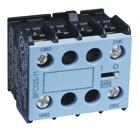 WEG Auxiliary Contact Block, 2 Contact, 2 NC, BFC025, Front, 10 A, 690V ac, BFC025-02