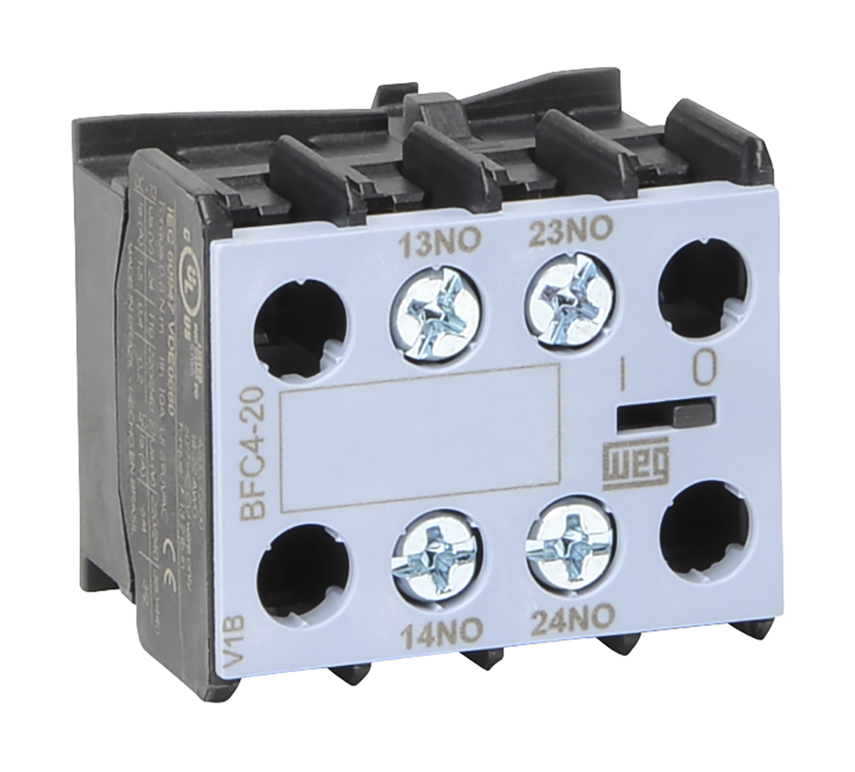 WEG Auxiliary Contact Block, 2 Contact, 2 NO, BFC4, Front, 10 A, 690V ac, BFC4-20