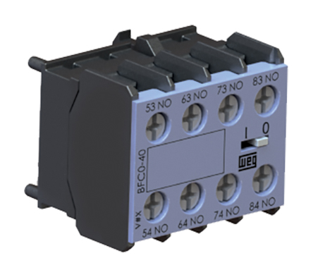 WEG Auxiliary Contact Block, 4 Contact, 3 NO/1 NC, BFCA, Front, 10 A, 690V ac, BFCA-31