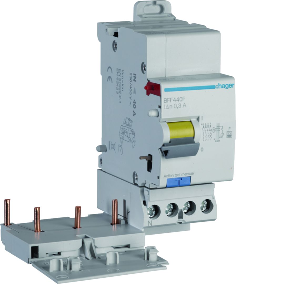 Hager BFF Series Residual Current Device, 40A, 4-Pole, 300 mA, Type F