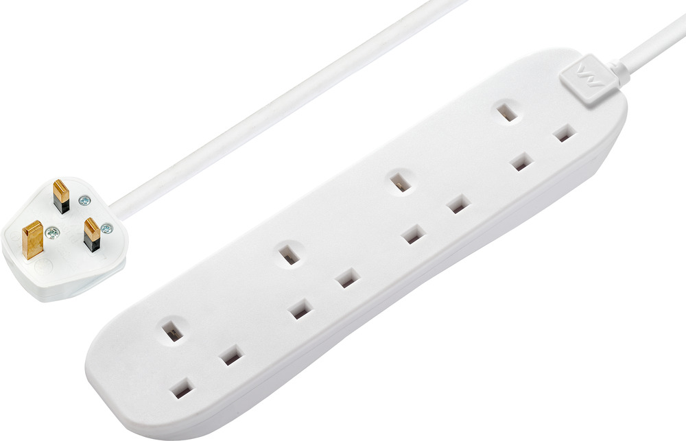 BG Electrical 3 m 4 Socket Shuttered Socket Extension Lead Extension Lead, 240V, IP20