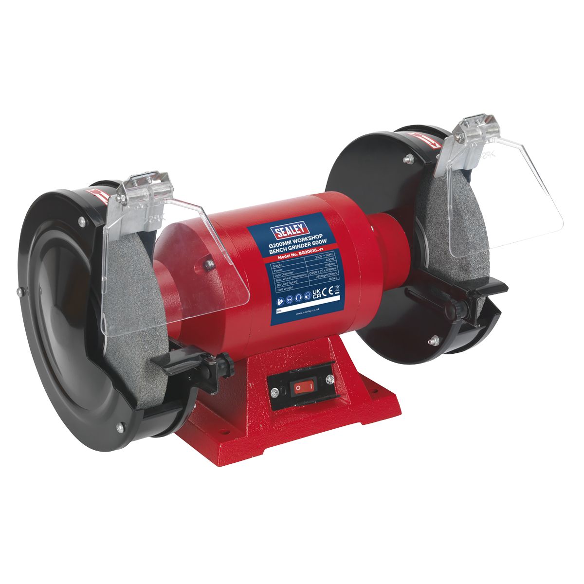 Jack Sealey BG200XL Bench Grinder 200 mm, 230V 16 mm Wheel Bore