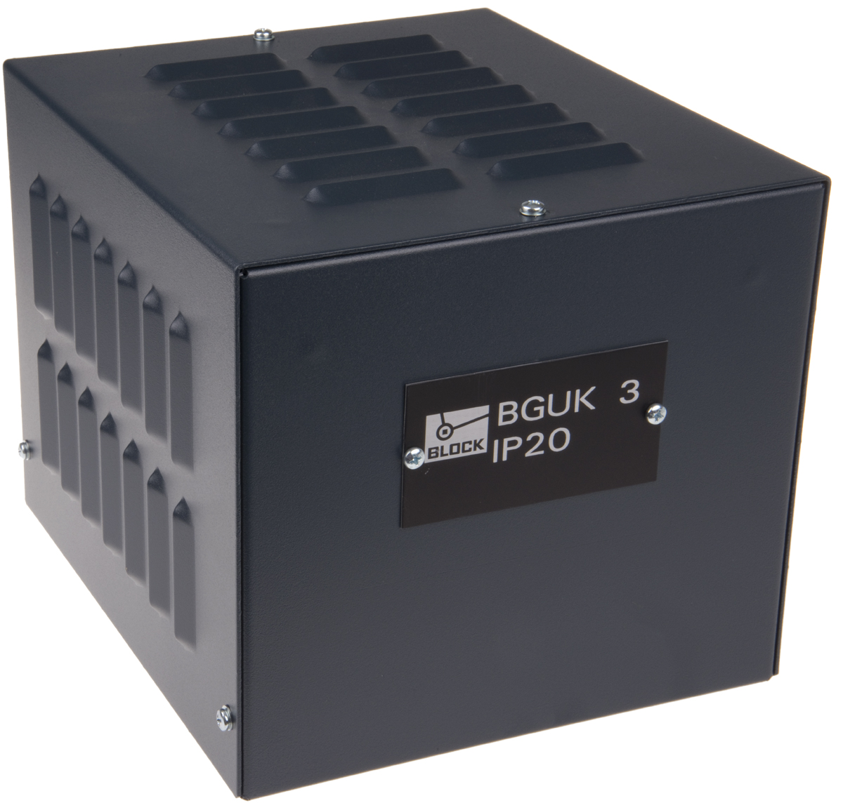 Block Black RAL 5008 Sheet Steel Power Supply Case, IP20 270 mm, 210 mm, 230 mm