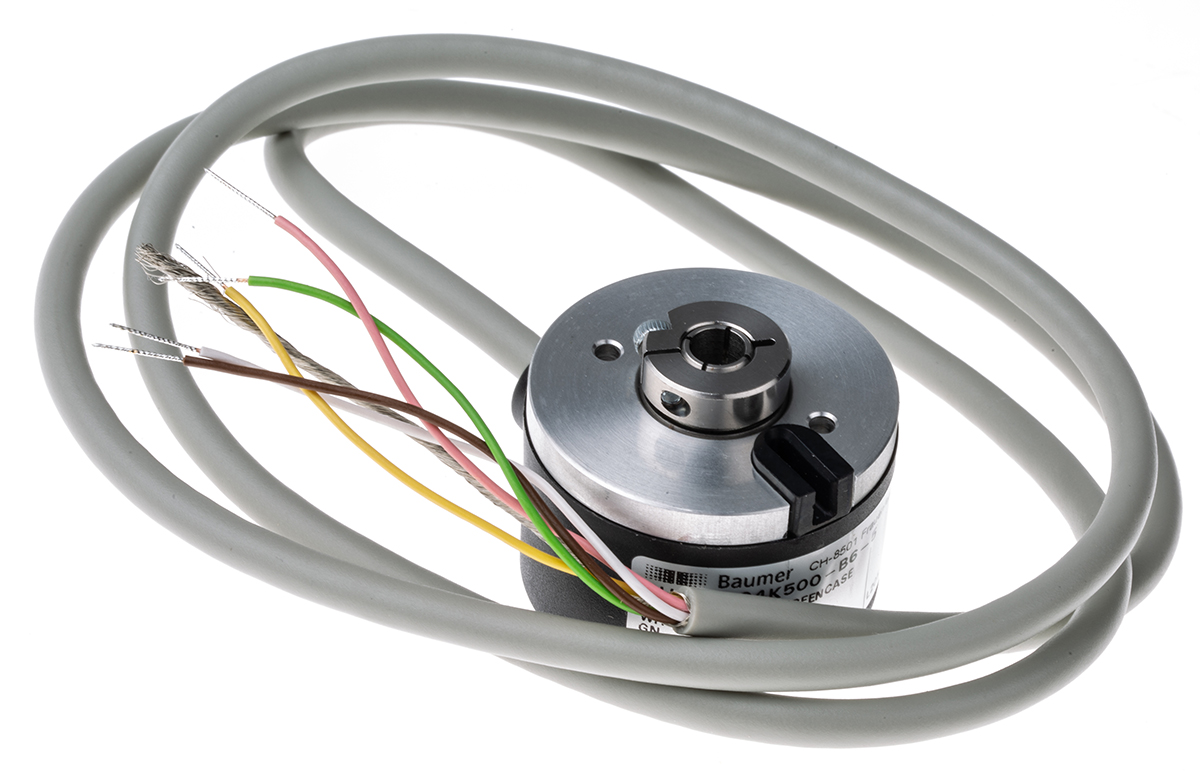 Baumer BHK Series Optical Incremental Encoder 30V dc, 500 ppr ppr, HTL/Push Pull Signal, Hollow Type, 6 mm Shaft
