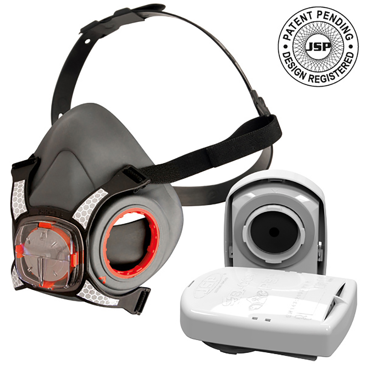 JSP PressToCheck Series Half Mask Replacement Filter Included Mask Respirator, Size M Hypoallergenic