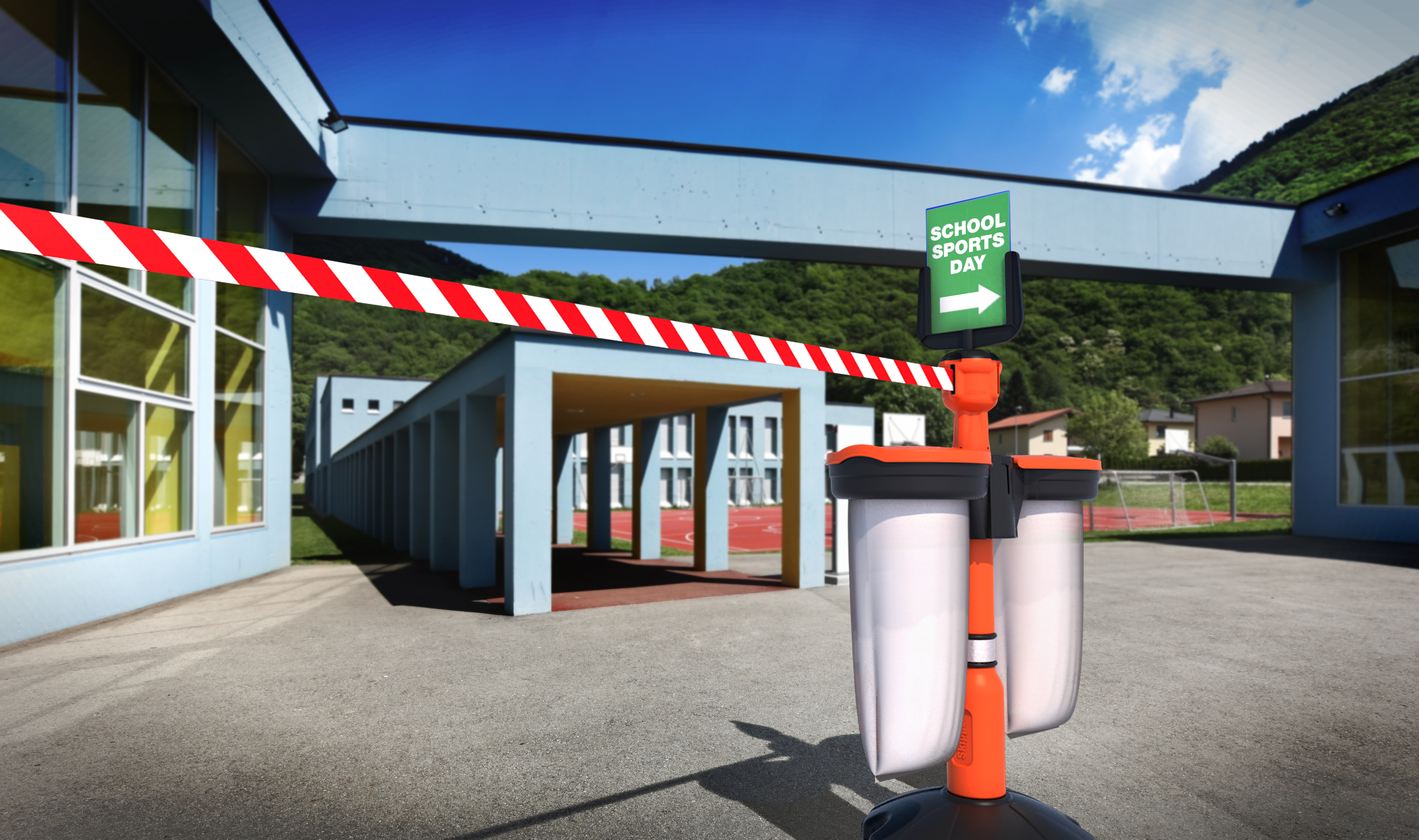 bin01-o Skipper Orange Safety Barrier, Recycle Bin