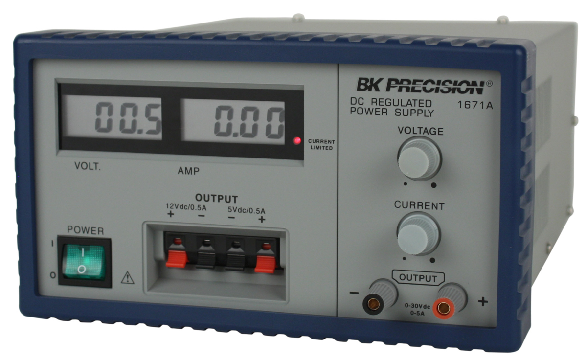 bk1671a BK Precision Digital Bench Power Supply, 3-Output 0 V ac to  30V ac, 158 W, 5 A Max